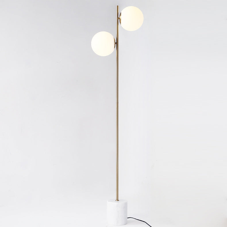 Contemporary Nordic Marble Metal & Glass 2-Light Floor Lamp for Living Room & Bedroom