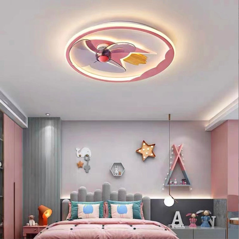 Airplane-Shaped Kids LED Ceiling Fan Light - Contemporary Iron Acrylic Flush Mount for Bedrooms