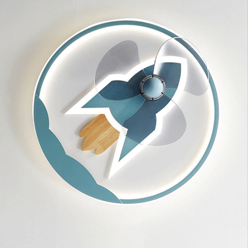 Airplane-Shaped Kids LED Ceiling Fan Light - Contemporary Iron Acrylic Flush Mount for Bedrooms