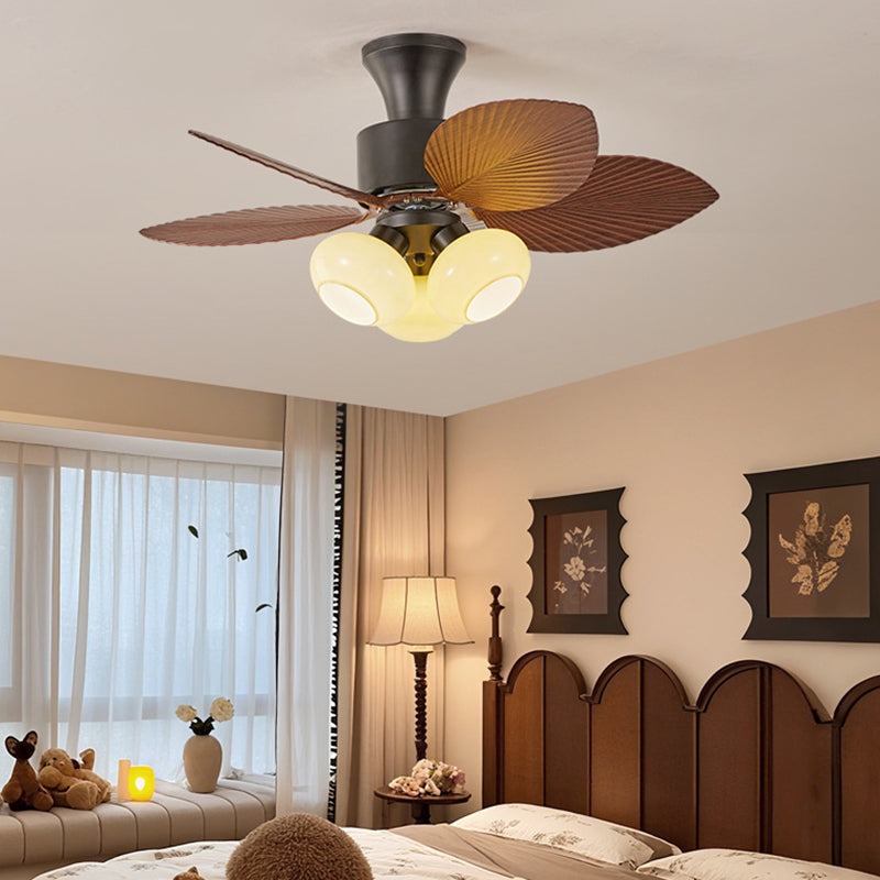 Contemporary Retro Leaf-Shaped Semi-Flush Mount Ceiling Fan Light - 3/5-Light for Living Room & Bedroom