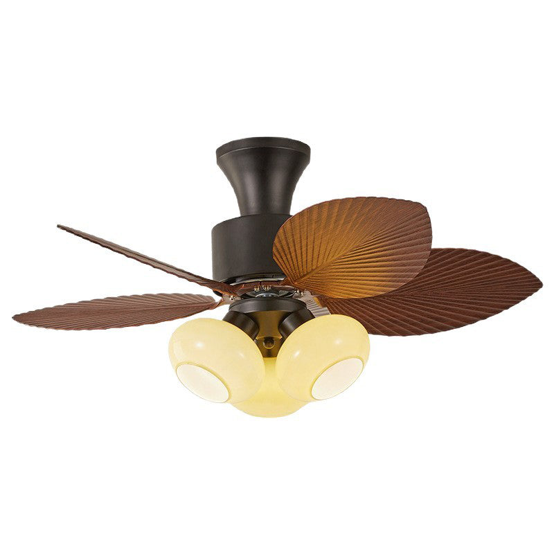 Contemporary Retro Leaf-Shaped Semi-Flush Mount Ceiling Fan Light - 3/5-Light for Living Room & Bedroom