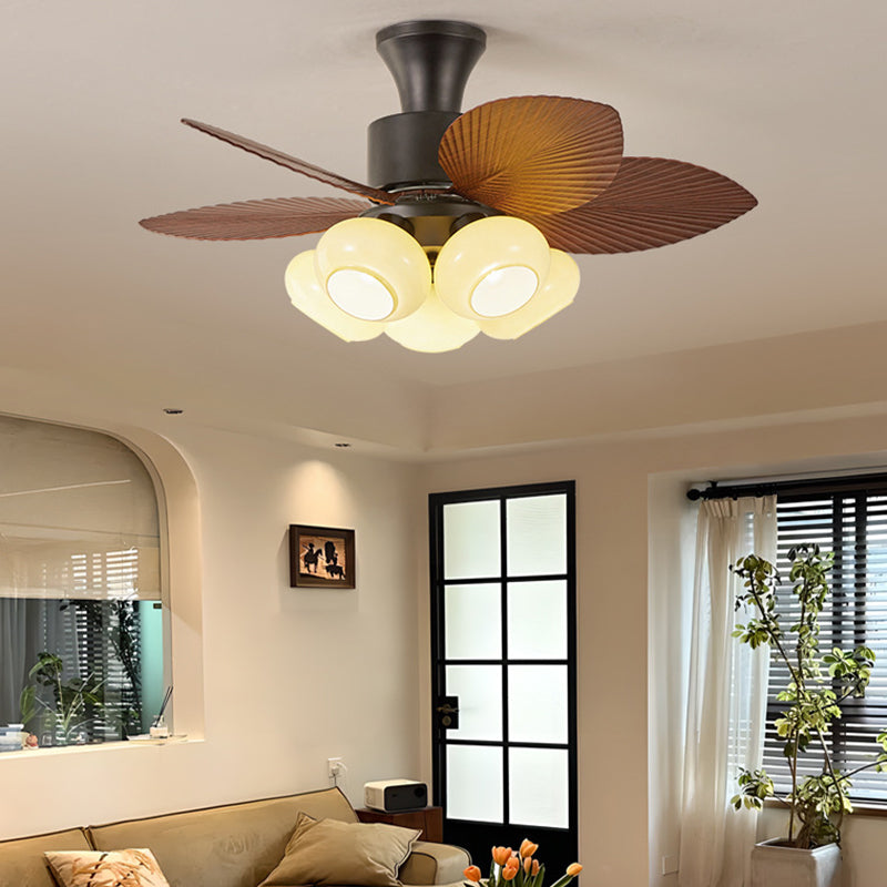 Contemporary Retro Leaf-Shaped Semi-Flush Mount Ceiling Fan Light - 3/5-Light for Living Room & Bedroom