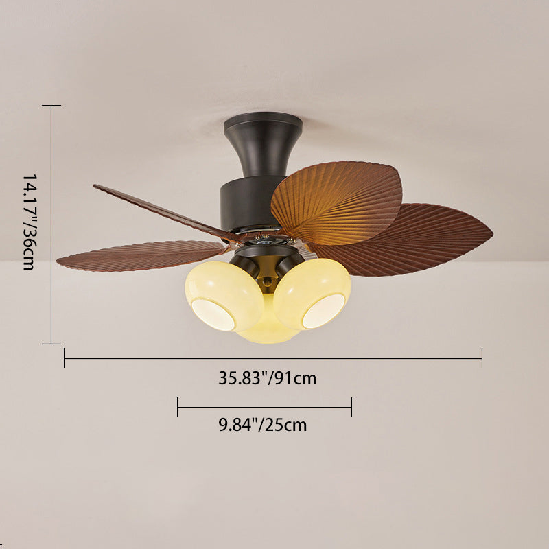 Contemporary Retro Leaf-Shaped Semi-Flush Mount Ceiling Fan Light - 3/5-Light for Living Room & Bedroom