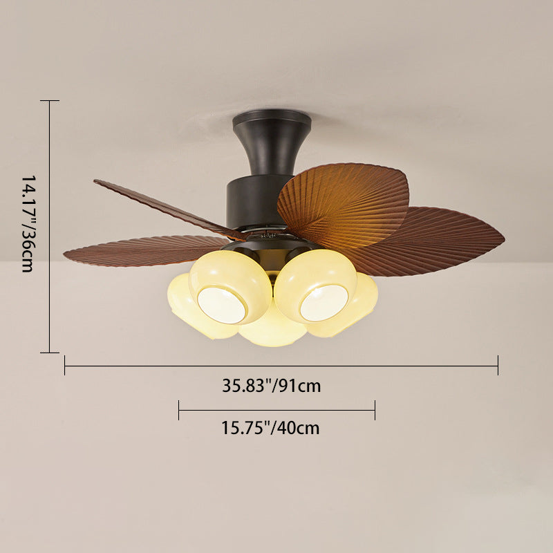 Contemporary Retro Leaf-Shaped Semi-Flush Mount Ceiling Fan Light - 3/5-Light for Living Room & Bedroom