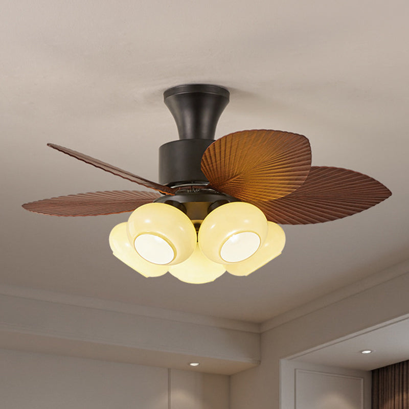 Contemporary Retro Leaf-Shaped Semi-Flush Mount Ceiling Fan Light - 3/5-Light for Living Room & Bedroom