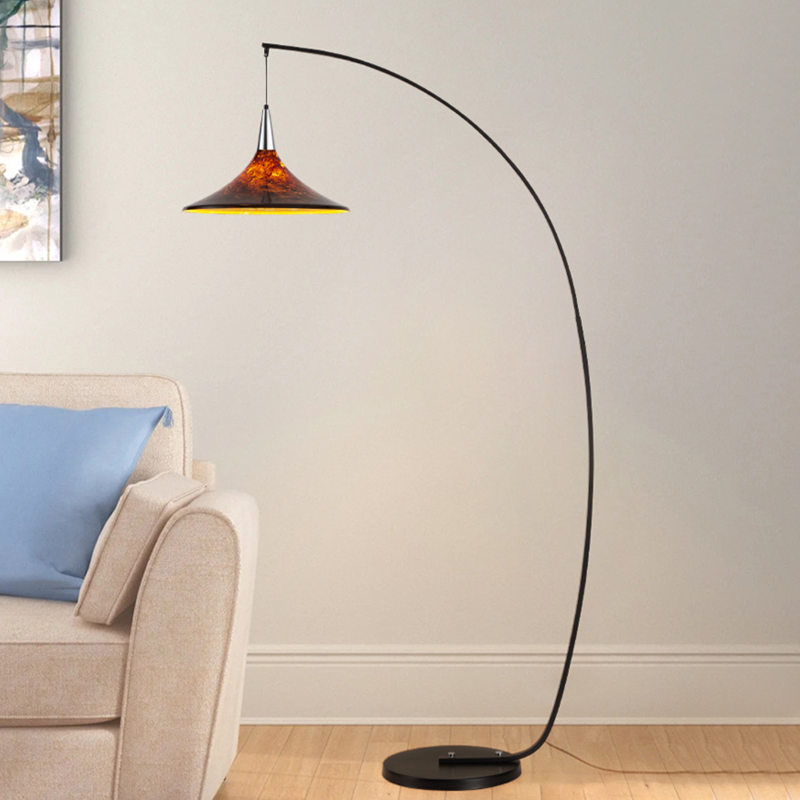 Contemporary Scandinavian Iron Acrylic Fan-Shaped Floor Lamp - 1-Light for Living Room & Bedroom