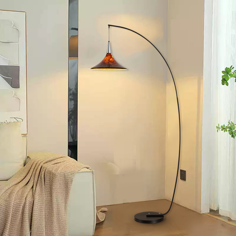 Contemporary Scandinavian Iron Acrylic Fan-Shaped Floor Lamp - 1-Light for Living Room & Bedroom