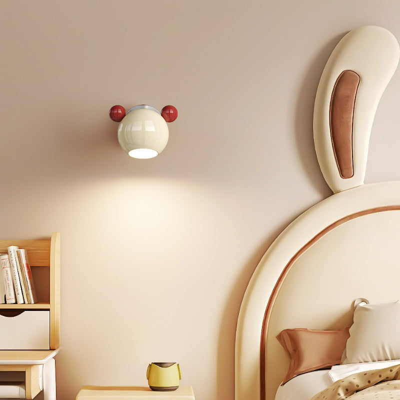 Contemporary Creative Iron Cartoon Bear Kids LED Wall Sconce Lamp for Bedroom Nursery Lighting, Animal-Themed Wall Decor, Cute Children's Room Fixtures, Modern Kids Lighting Ideas, Unique Gifts for Boys and Girls