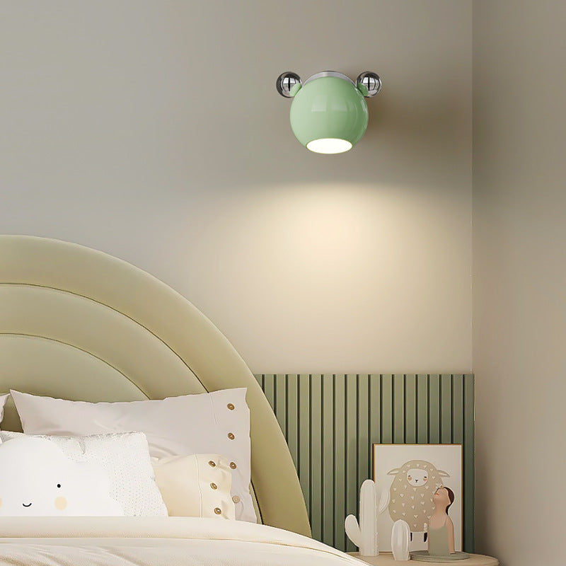 Contemporary Creative Iron Cartoon Bear Kids LED Wall Sconce Lamp for Bedroom Nursery Lighting, Animal-Themed Wall Decor, Cute Children's Room Fixtures, Modern Kids Lighting Ideas, Unique Gifts for Boys and Girls