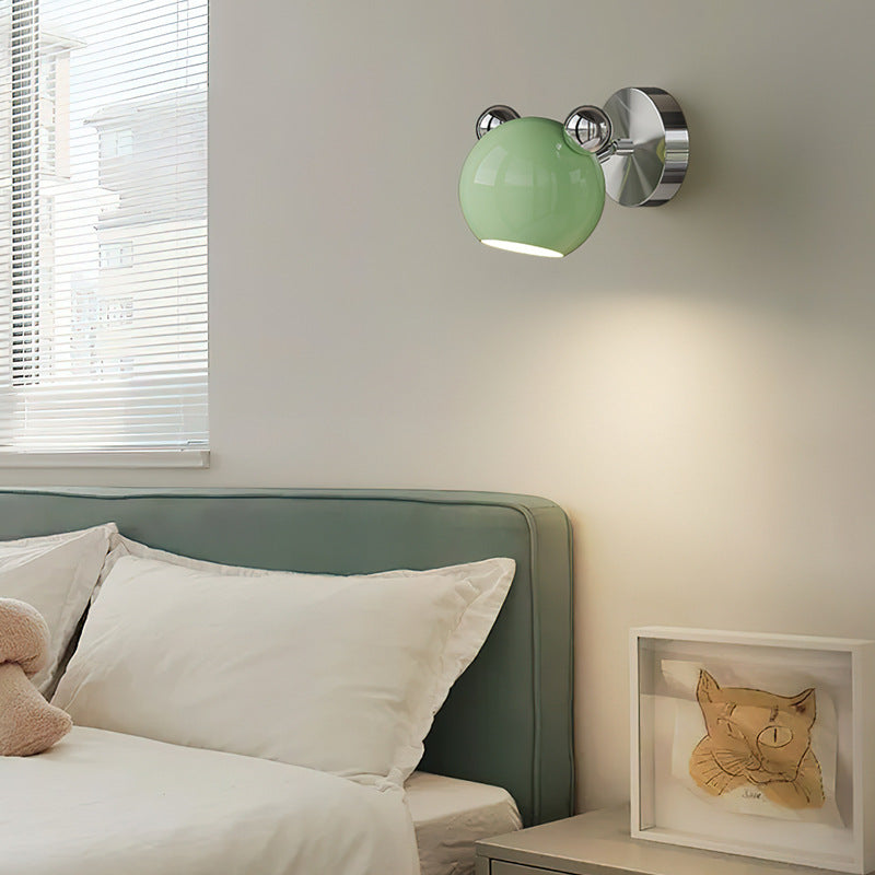 Contemporary Creative Iron Cartoon Bear Kids LED Wall Sconce Lamp for Bedroom Nursery Lighting, Animal-Themed Wall Decor, Cute Children's Room Fixtures, Modern Kids Lighting Ideas, Unique Gifts for Boys and Girls