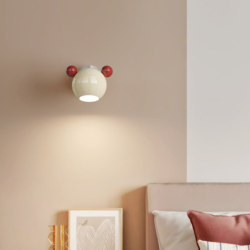 Contemporary Creative Iron Cartoon Bear Kids LED Wall Sconce Lamp for Bedroom Nursery Lighting, Animal-Themed Wall Decor, Cute Children's Room Fixtures, Modern Kids Lighting Ideas, Unique Gifts for Boys and Girls