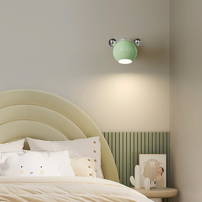 Contemporary Creative Iron Cartoon Bear Kids LED Wall Sconce Lamp for Bedroom Nursery Lighting, Animal-Themed Wall Decor, Cute Children's Room Fixtures, Modern Kids Lighting Ideas, Unique Gifts for Boys and Girls