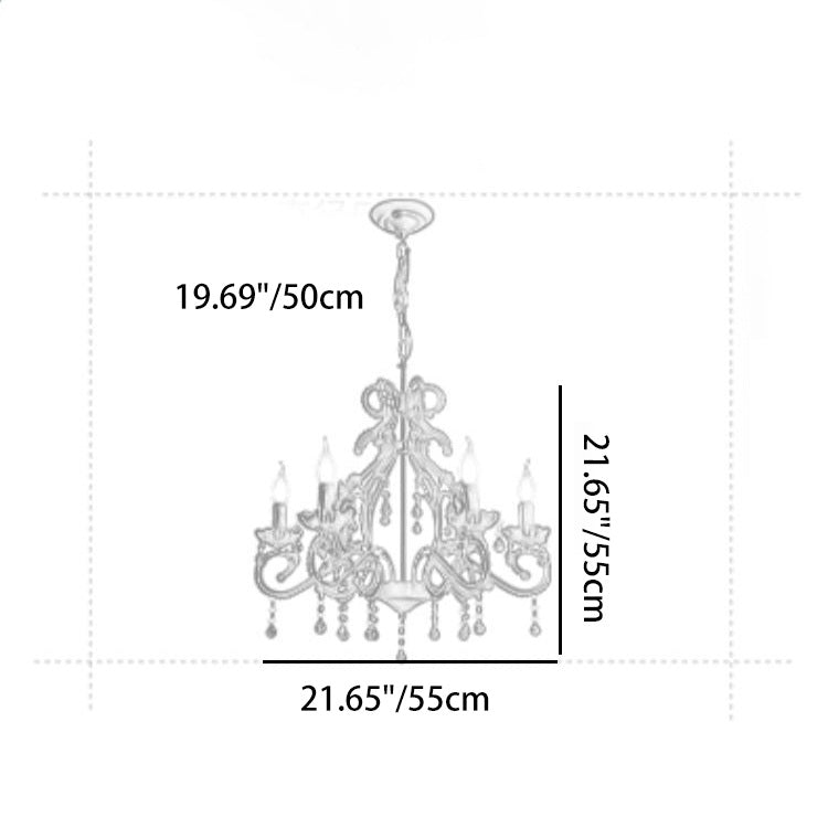 Traditional Farmhouse Crystal Iron Branch Bow 6-Light Chandelier for Living and Dining Rooms