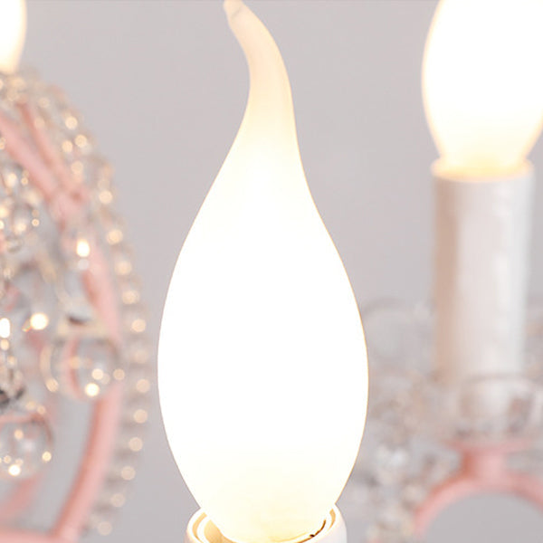 Traditional Farmhouse Crystal Iron Branch Bow 6-Light Chandelier for Living and Dining Rooms