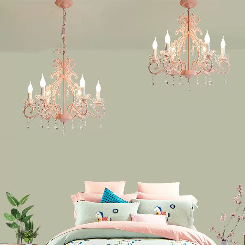 Traditional Farmhouse Crystal Iron Branch Bow 6-Light Chandelier for Living and Dining Rooms