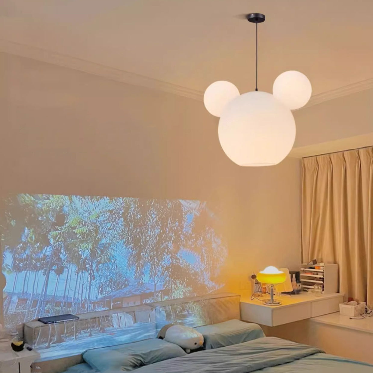 Modern Art Deco PE Iron Kids Doll Round 3-Light Chandelier, Stylish Lighting Fixture for Bedroom & Living Room, Elegant Kids Room Decor, Unique Ceiling Light for Playroom, Decorative Pendant Light, Contemporary Design Lighting, Stylish Nursery Chandelier,