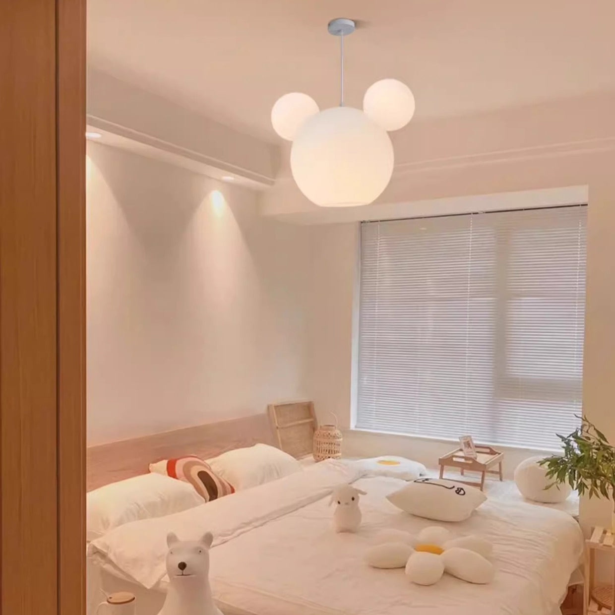 Modern Art Deco PE Iron Kids Doll Round 3-Light Chandelier, Stylish Lighting Fixture for Bedroom & Living Room, Elegant Kids Room Decor, Unique Ceiling Light for Playroom, Decorative Pendant Light, Contemporary Design Lighting, Stylish Nursery Chandelier,