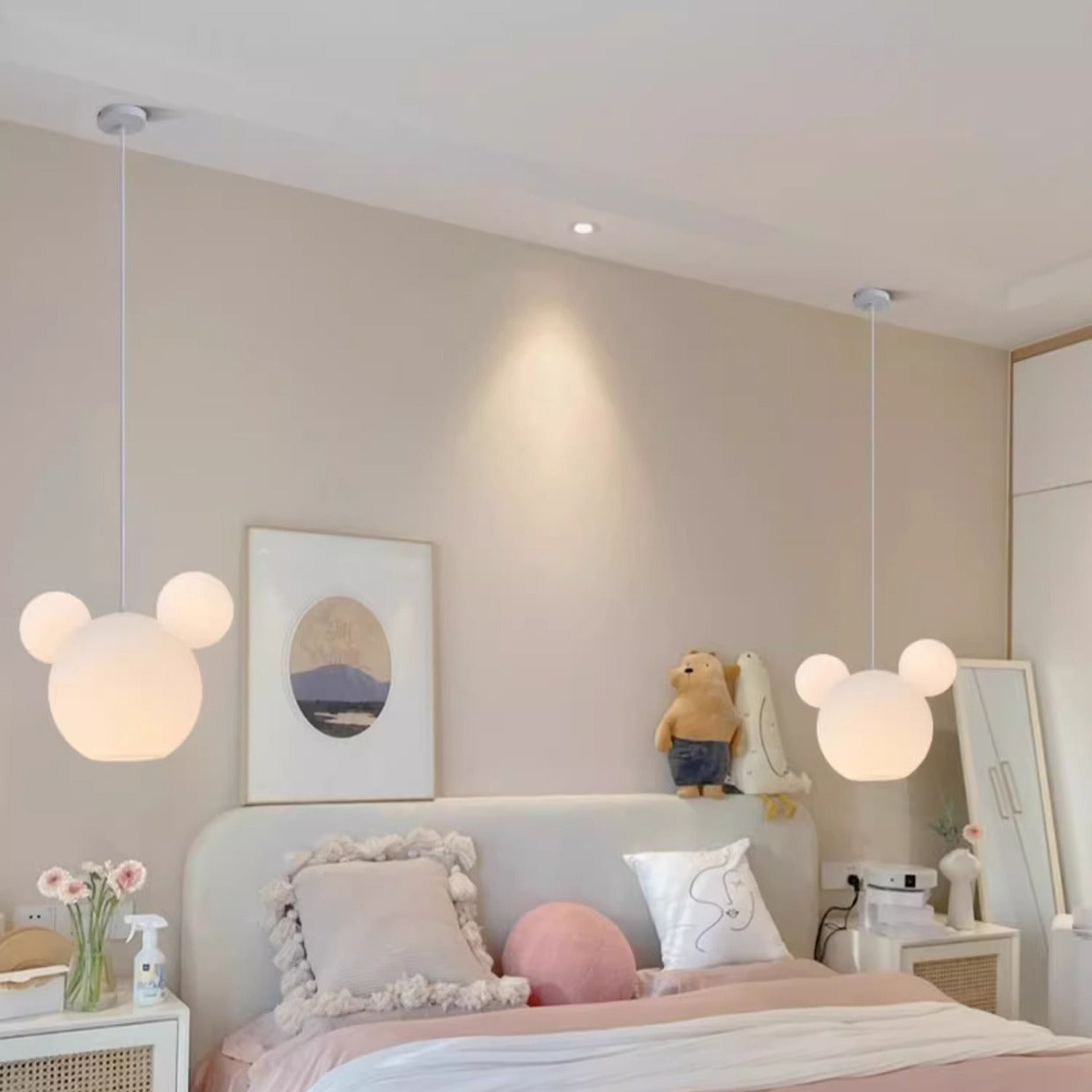 Modern Art Deco PE Iron Kids Doll Round 3-Light Chandelier, Stylish Lighting Fixture for Bedroom & Living Room, Elegant Kids Room Decor, Unique Ceiling Light for Playroom, Decorative Pendant Light, Contemporary Design Lighting, Stylish Nursery Chandelier,