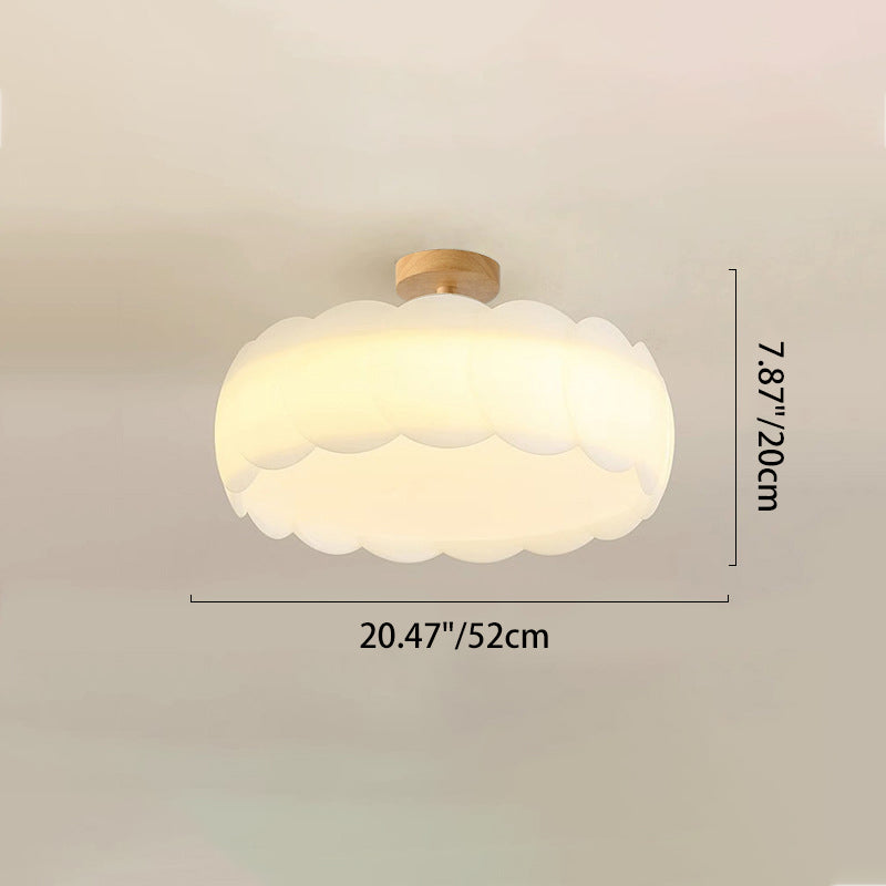 Modern Minimalist Wavy Round LED Semi-Flush Mount Ceiling Light for Bedroom & Living Room