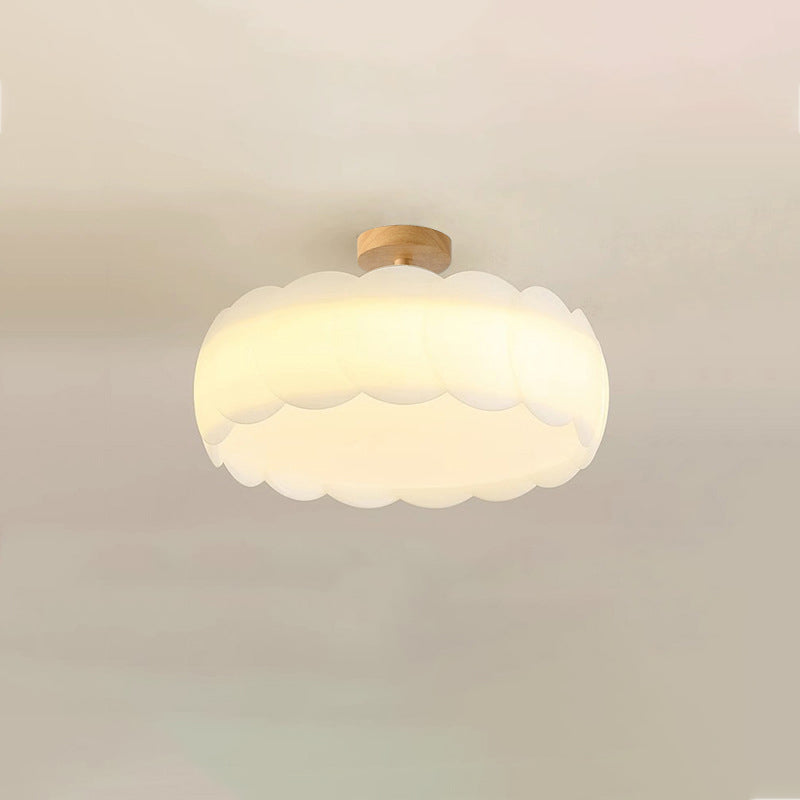 Modern Minimalist Wavy Round LED Semi-Flush Mount Ceiling Light for Bedroom & Living Room