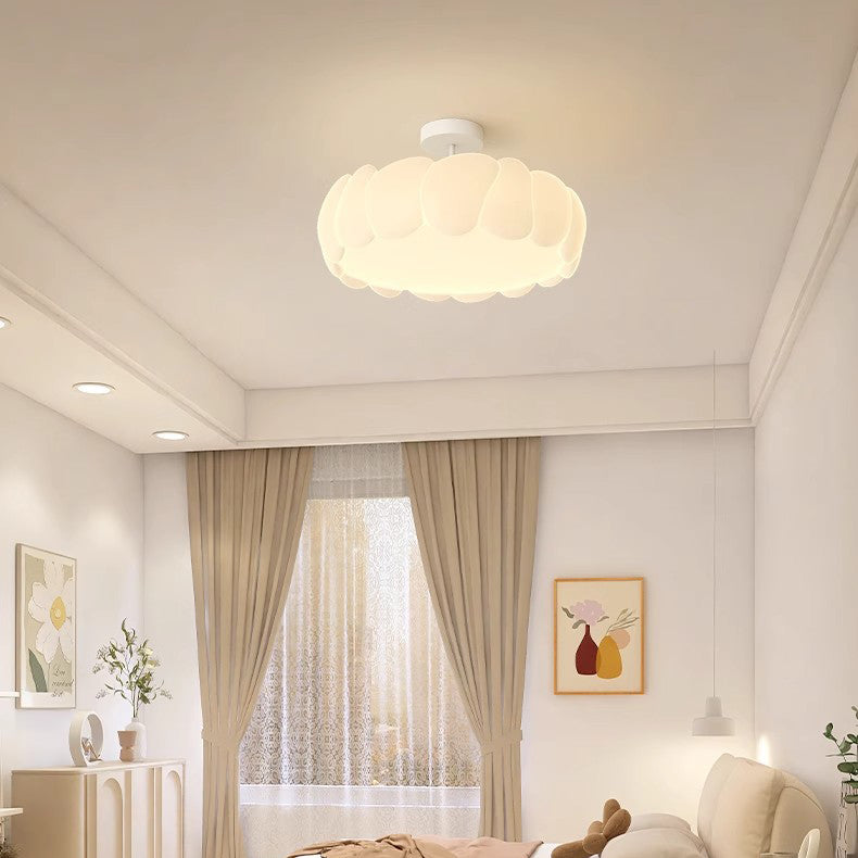 Modern Minimalist Wavy Round LED Semi-Flush Mount Ceiling Light for Bedroom & Living Room
