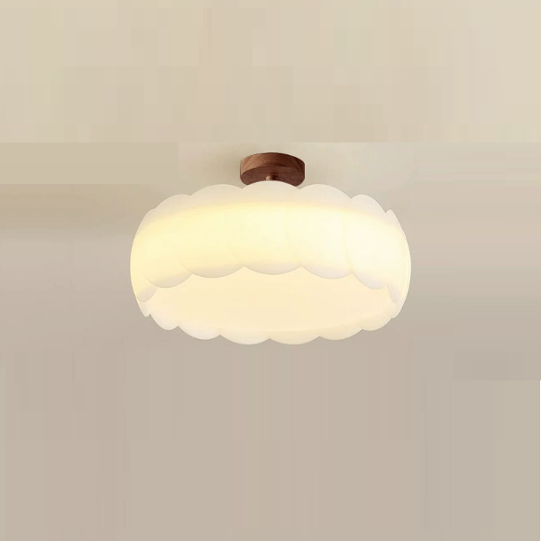 Modern Minimalist Wavy Round LED Semi-Flush Mount Ceiling Light for Bedroom & Living Room