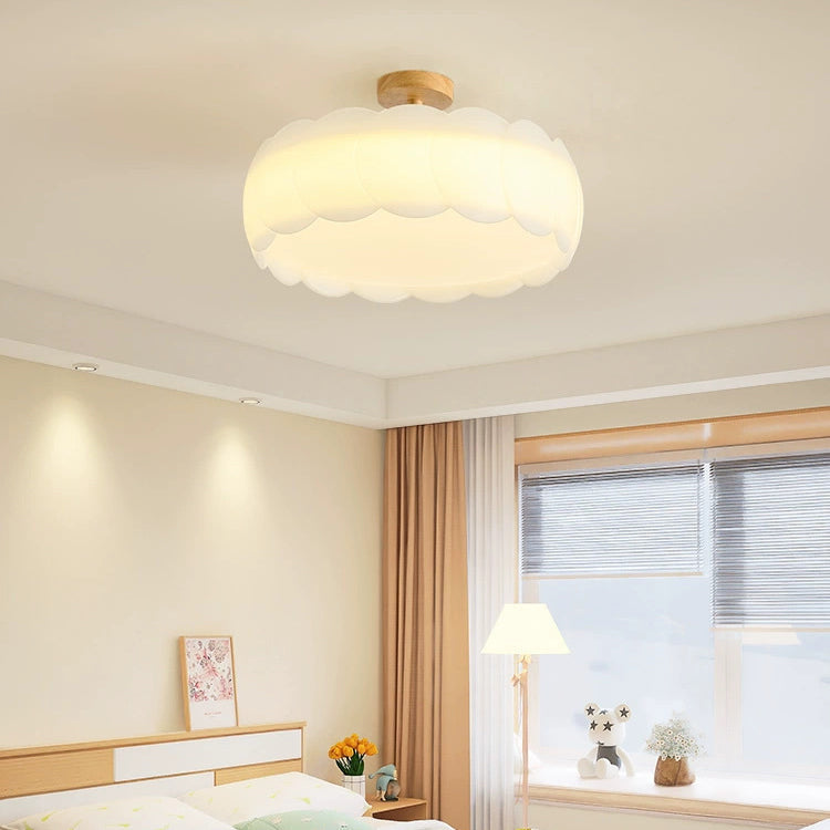 Modern Minimalist Wavy Round LED Semi-Flush Mount Ceiling Light for Bedroom & Living Room