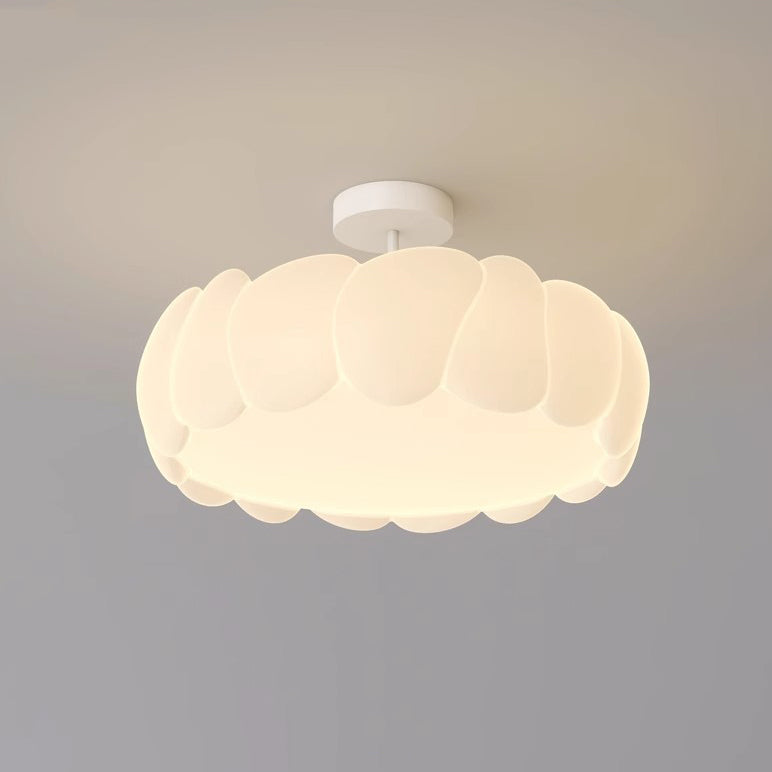 Modern Minimalist Wavy Round LED Semi-Flush Mount Ceiling Light for Bedroom & Living Room
