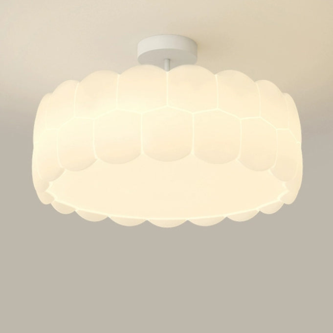 Modern Minimalist Wavy Round LED Semi-Flush Mount Ceiling Light for Bedroom & Living Room