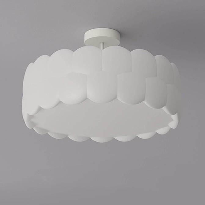 Modern Minimalist Wavy Round LED Semi-Flush Mount Ceiling Light for Bedroom & Living Room