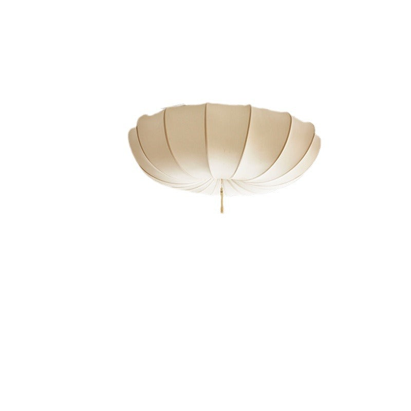 Traditional French Fabric Iron Pleated Tassel 3-Light Chandelier for Bedroom & Living Room