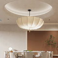 Traditional French Fabric Iron Pleated Tassel 3-Light Chandelier for Bedroom & Living Room