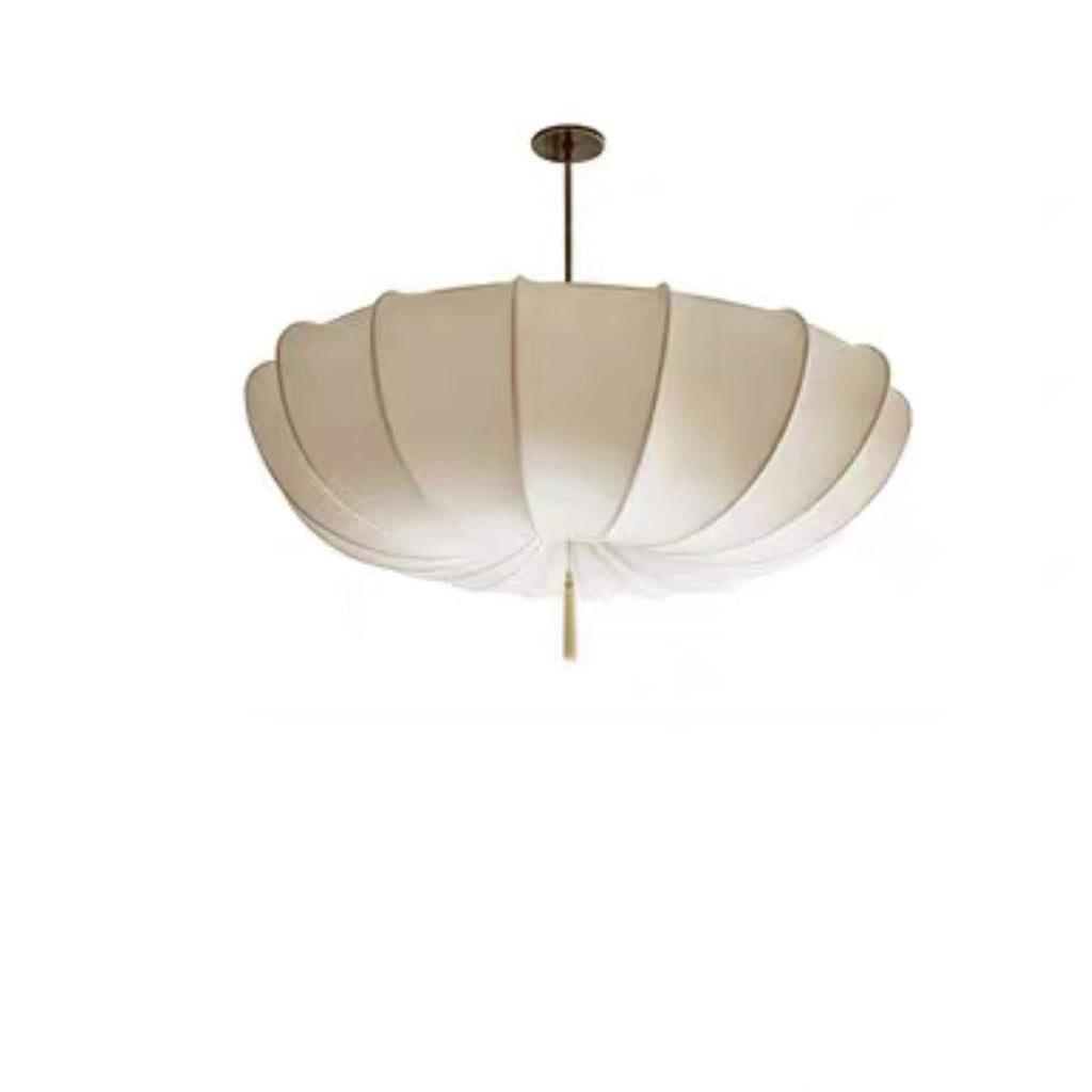 Traditional French Fabric Iron Pleated Tassel 3-Light Chandelier for Bedroom & Living Room