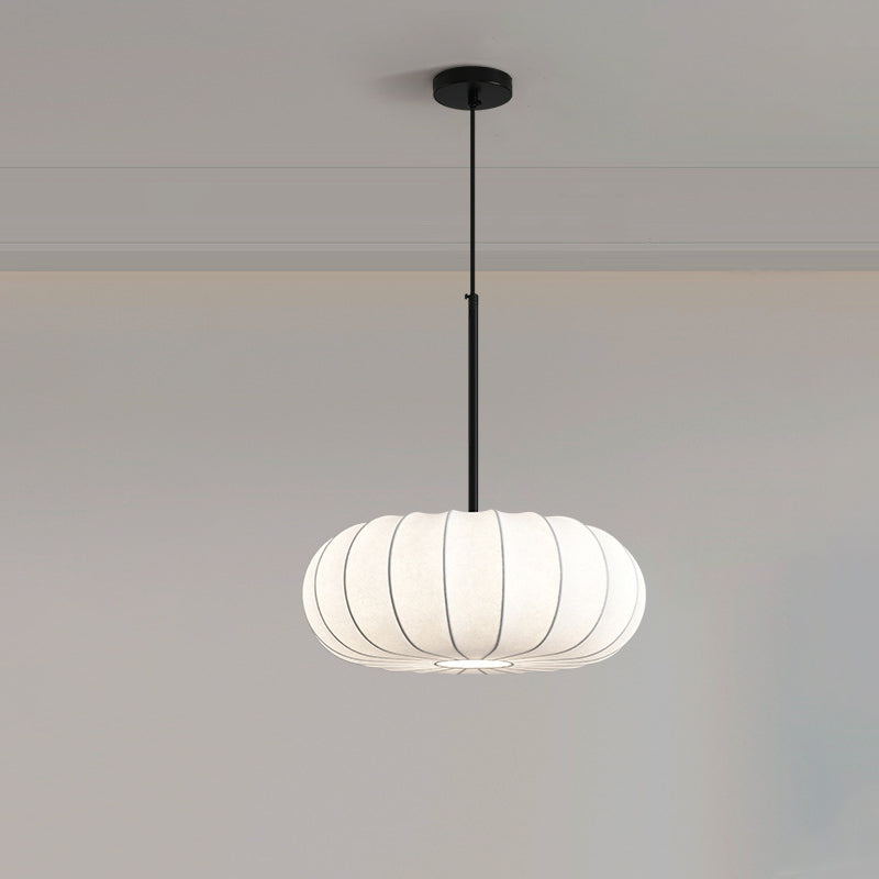 Traditional Japanese Faux Silk Iron Pumpkin Stripe Chandelier - 1/2/3-Light for Bedroom & Living Room