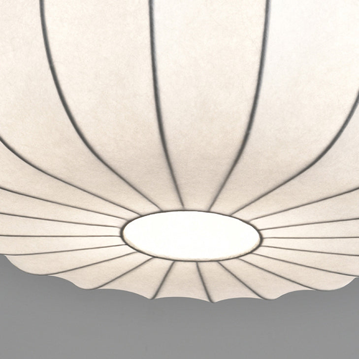 Traditional Japanese Faux Silk Iron Pumpkin Stripe Chandelier - 1/2/3-Light for Bedroom & Living Room
