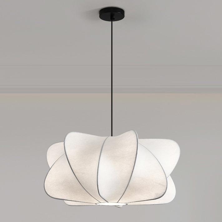 Traditional Japanese Faux Silk Iron Propeller Chandelier for Bedroom & Living Room