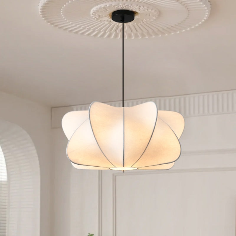 Traditional Japanese Faux Silk Iron Propeller Chandelier for Bedroom & Living Room