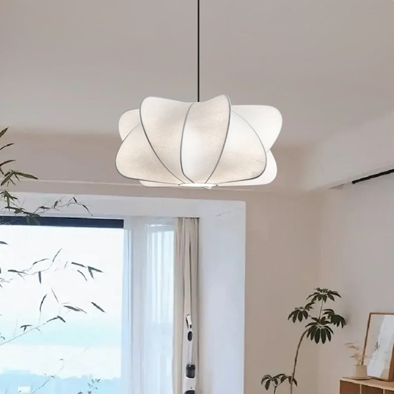Traditional Japanese Faux Silk Iron Propeller Chandelier for Bedroom & Living Room