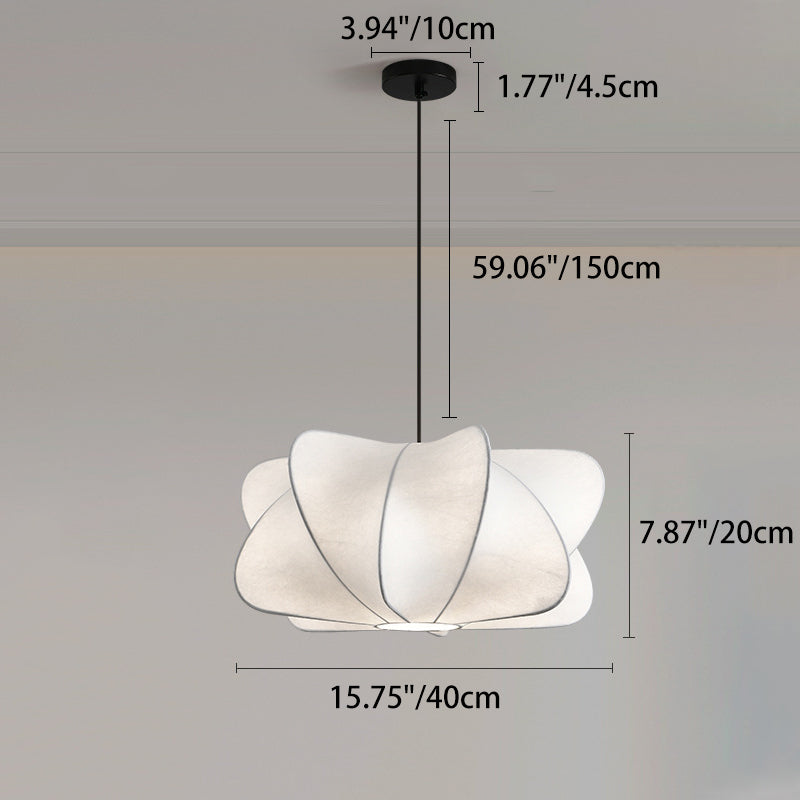 Traditional Japanese Faux Silk Iron Propeller Chandelier for Bedroom & Living Room