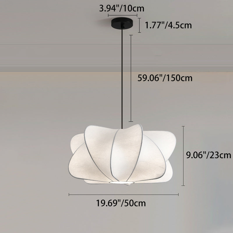 Traditional Japanese Faux Silk Iron Propeller Chandelier for Bedroom & Living Room