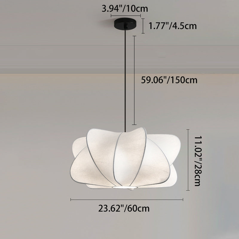 Traditional Japanese Faux Silk Iron Propeller Chandelier for Bedroom & Living Room