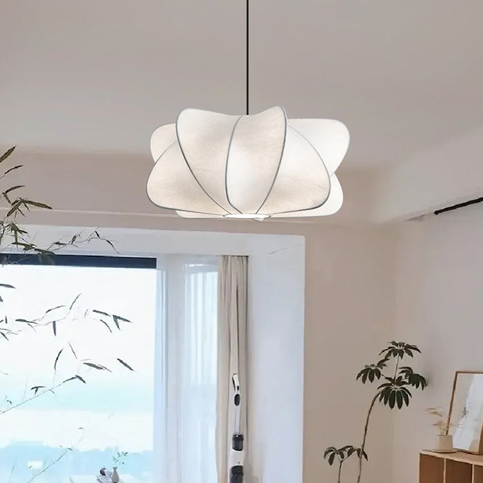 Traditional Japanese Faux Silk Iron Propeller Chandelier for Bedroom & Living Room