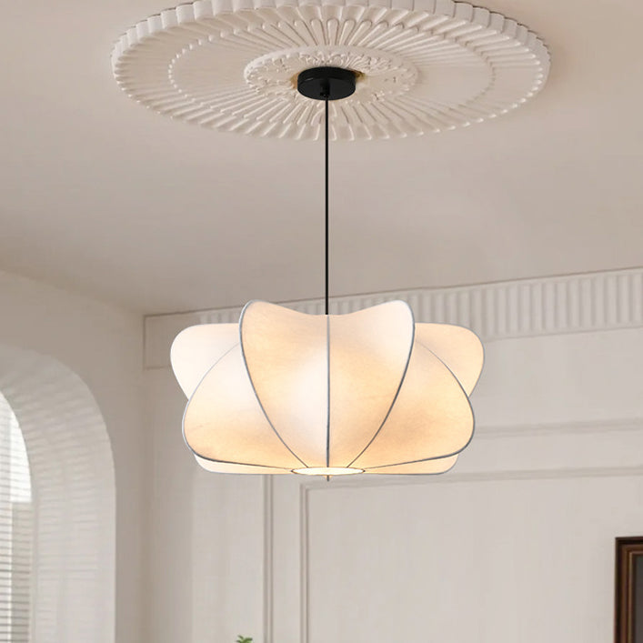 Traditional Japanese Faux Silk Iron Propeller Chandelier for Bedroom & Living Room