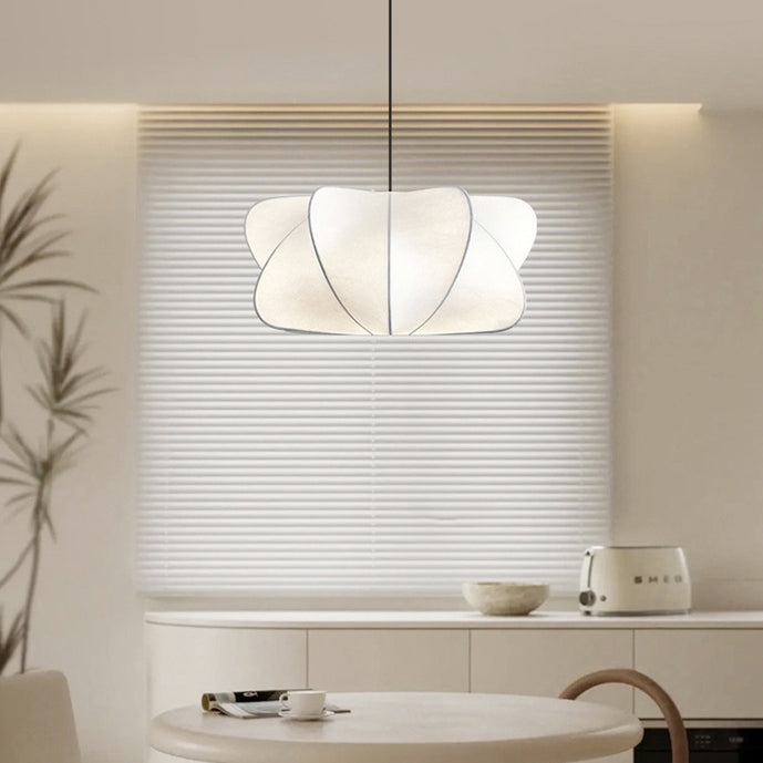 Traditional Japanese Faux Silk Iron Propeller Chandelier for Bedroom & Living Room