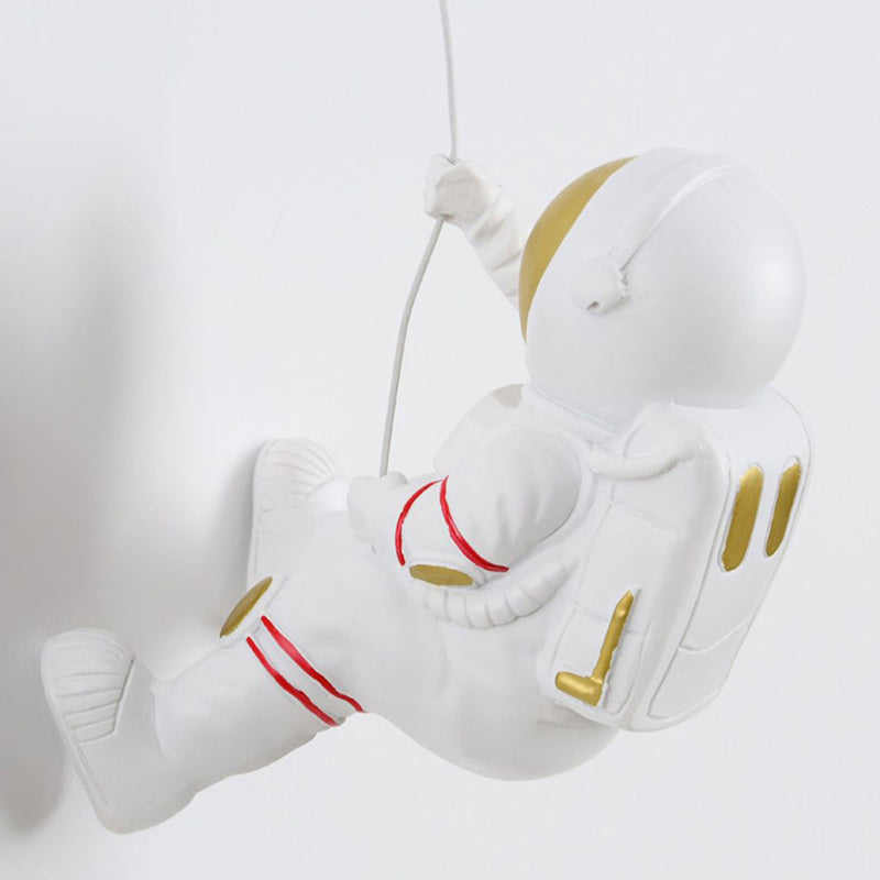 Modern Art Deco PLA Resin Iron Astronaut Planet Design 1-Light Wall Sconce Lamp for Bedroom & Living Room, Unique Decorative Lighting Fixture, Contemporary Space Themed Wall Light, Stylish Astronaut Decor, Home Aesthetic Wall Sconces, Trendy Bedroom Light