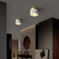 Contemporary Scandinavian Marble Metal Round Cylinder Semi-Flush Mount Light