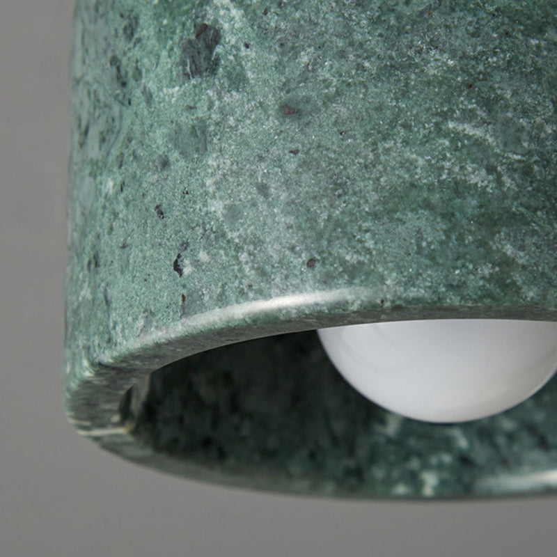 Contemporary Scandinavian Marble Metal Round Cylinder Semi-Flush Mount Light