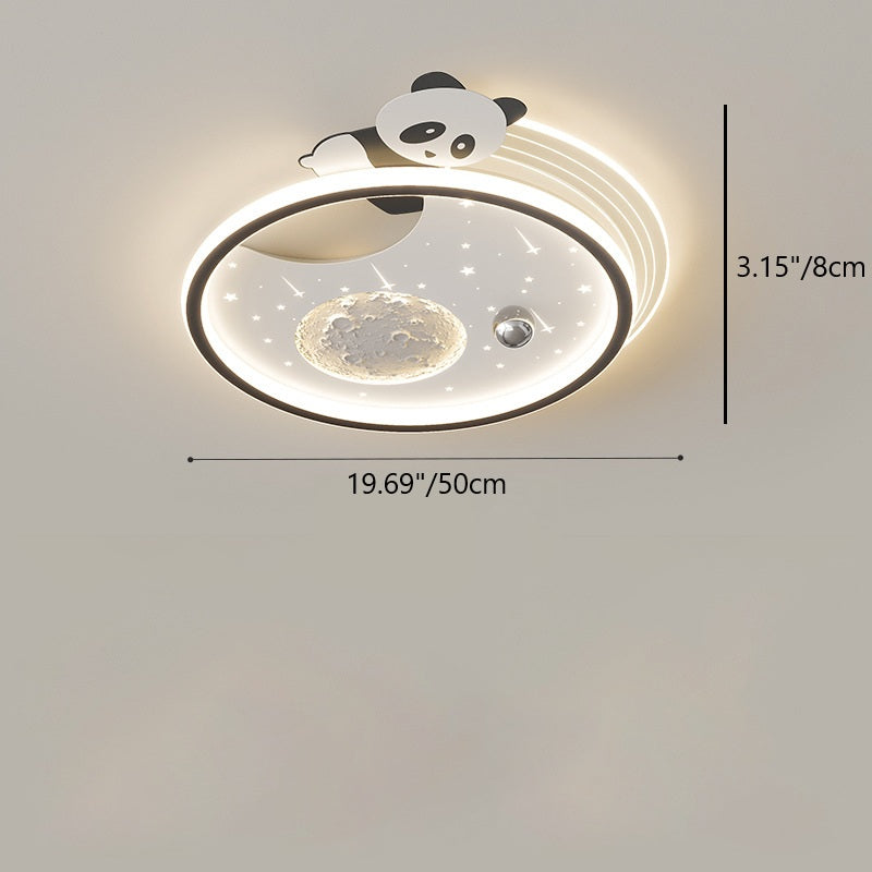 Modern Art Deco Kids Acrylic Resin Bunny Panda LED Flush Mount Ceiling Light Stylish Bedroom Living Room Décor Energy-Efficient Illumination Fun Children's Ceiling Fixture Unique Design Playful Lighting Solution Decorative Lighting for Kids Room Nursery R