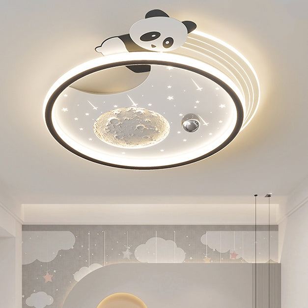 Modern Art Deco Kids Acrylic Resin Bunny Panda LED Flush Mount Ceiling Light Stylish Bedroom Living Room Décor Energy-Efficient Illumination Fun Children's Ceiling Fixture Unique Design Playful Lighting Solution Decorative Lighting for Kids Room Nursery R