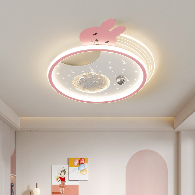 Modern Art Deco Kids Acrylic Resin Bunny Panda LED Flush Mount Ceiling Light Stylish Bedroom Living Room Décor Energy-Efficient Illumination Fun Children's Ceiling Fixture Unique Design Playful Lighting Solution Decorative Lighting for Kids Room Nursery R